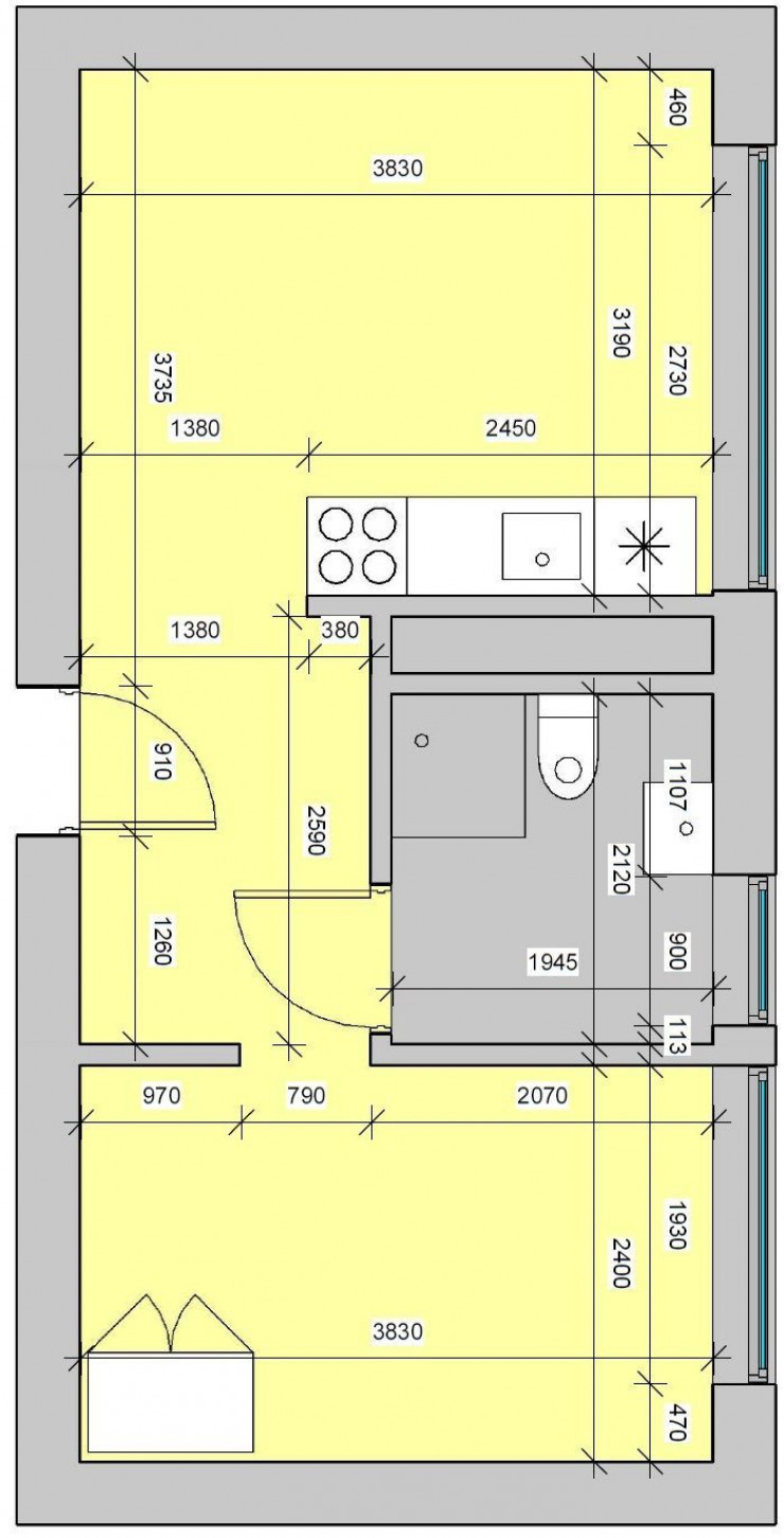 Block D - 2-room apartments Type H